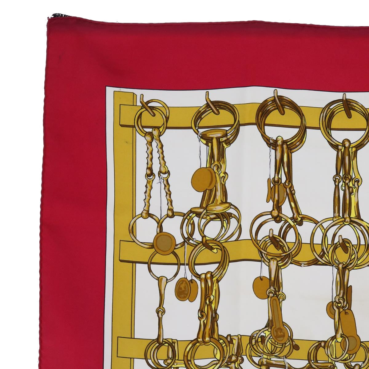 HERMES Carre 90 MORS&FILETS Scarf Silk Red Auth 62409