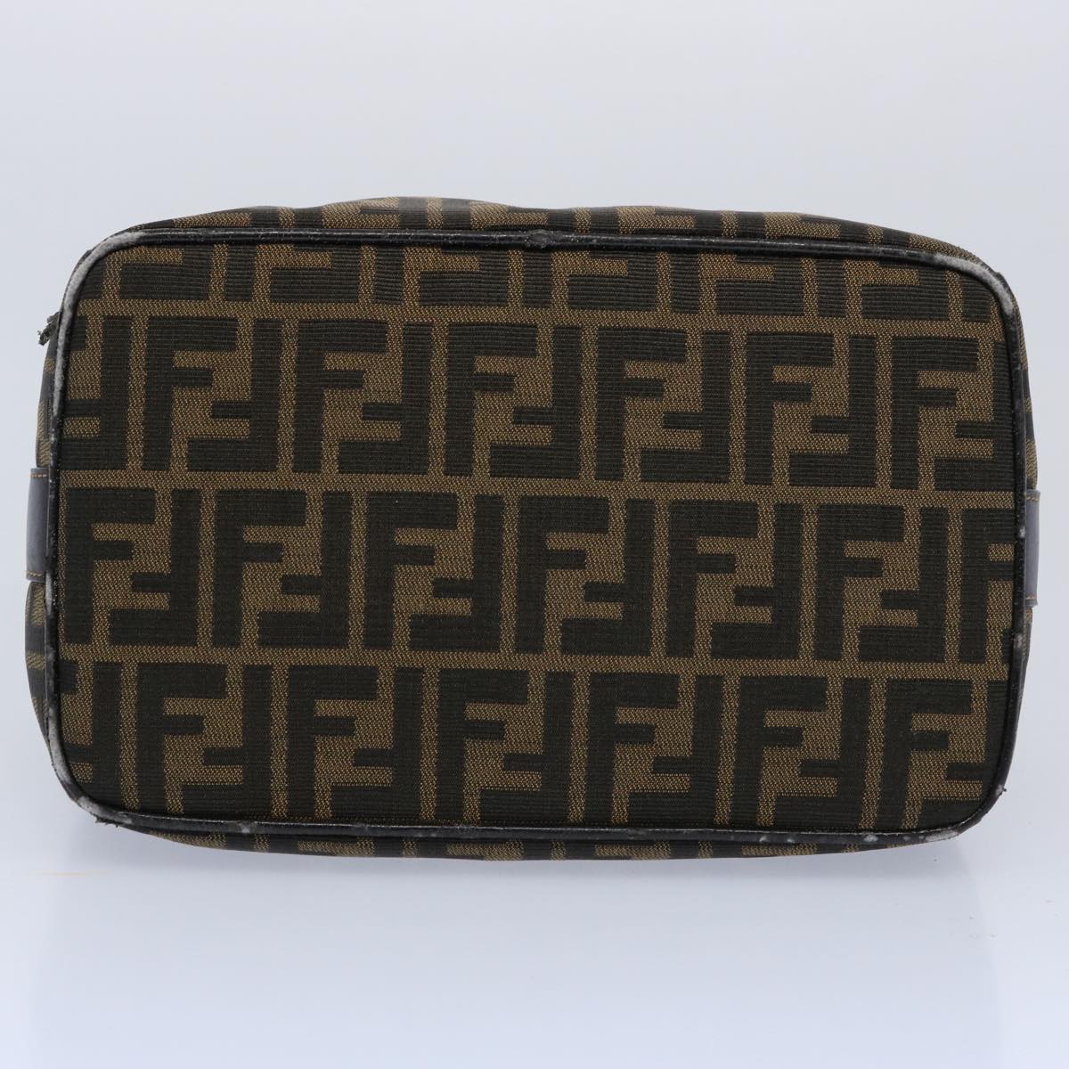 FENDI Zucca Canvas Vanity pouch Hand Bag Nylon Brown Black Auth 62446