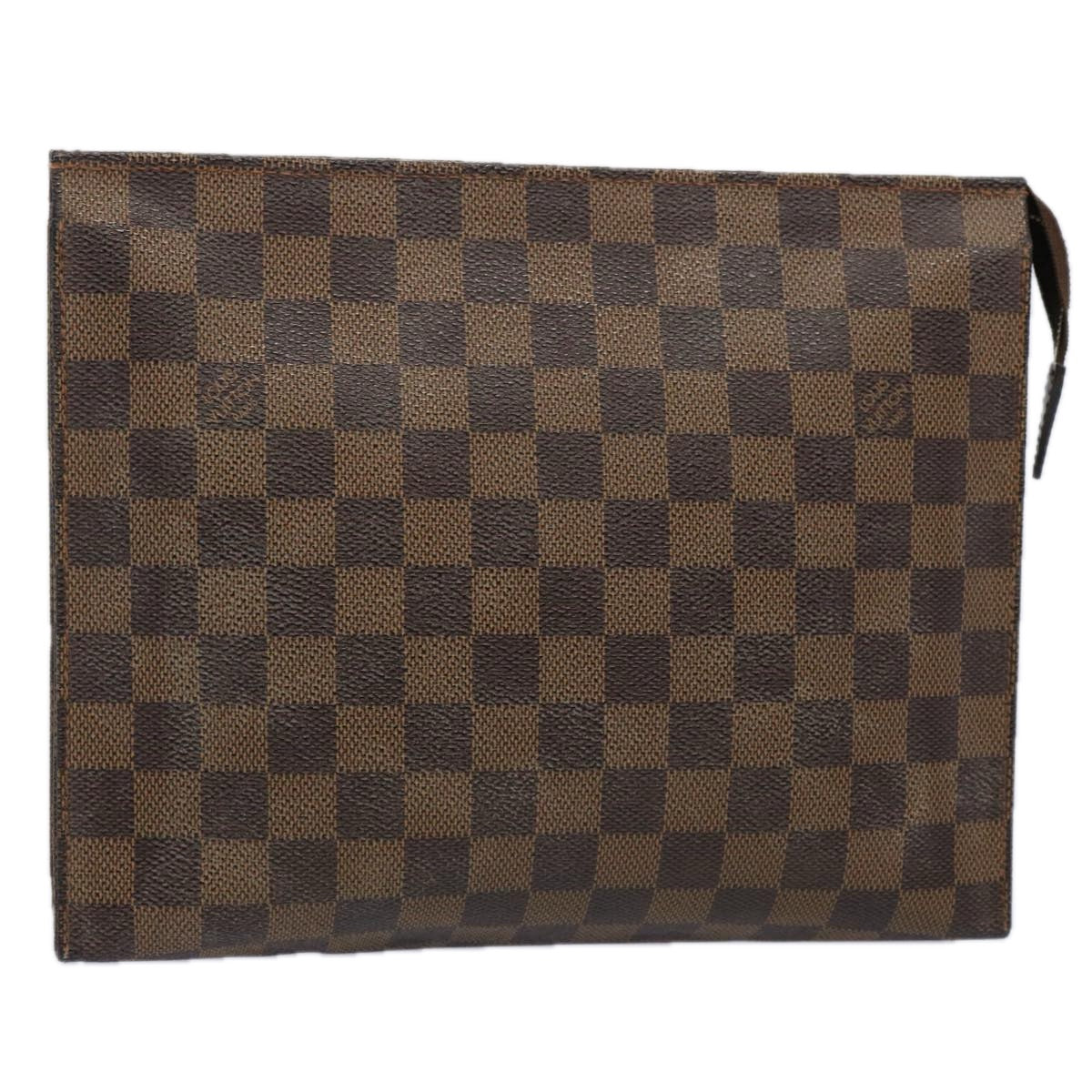 LOUIS VUITTON Damier Ebene Poche Toilette 26 Pouch N47543 LV Auth 62492