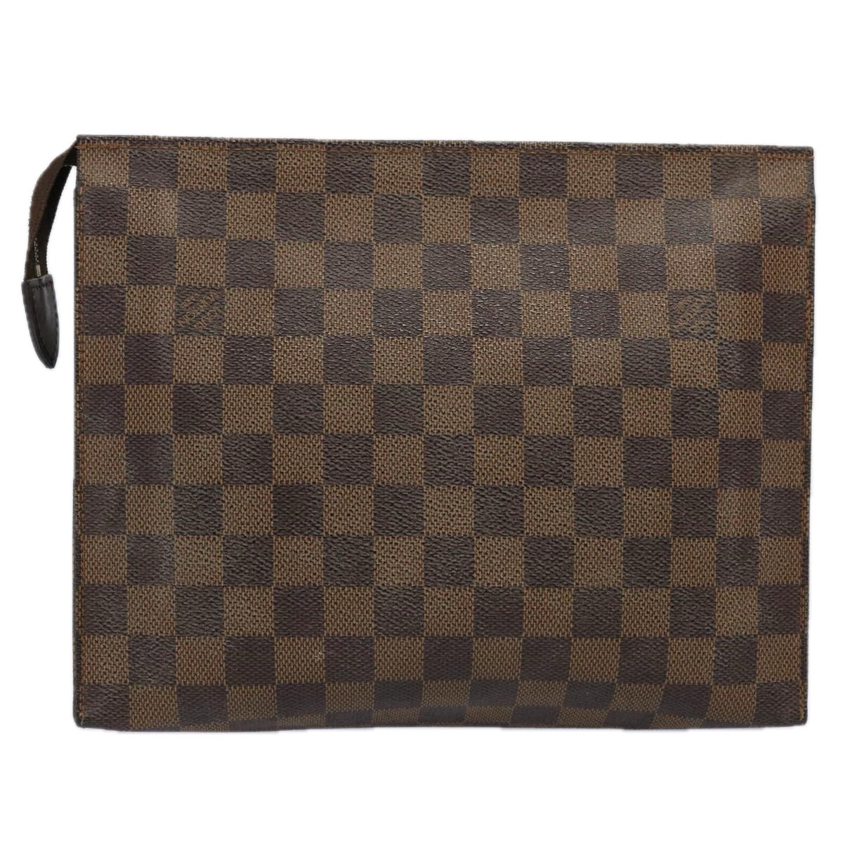 LOUIS VUITTON Damier Ebene Poche Toilette 26 Pouch N47543 LV Auth 62492