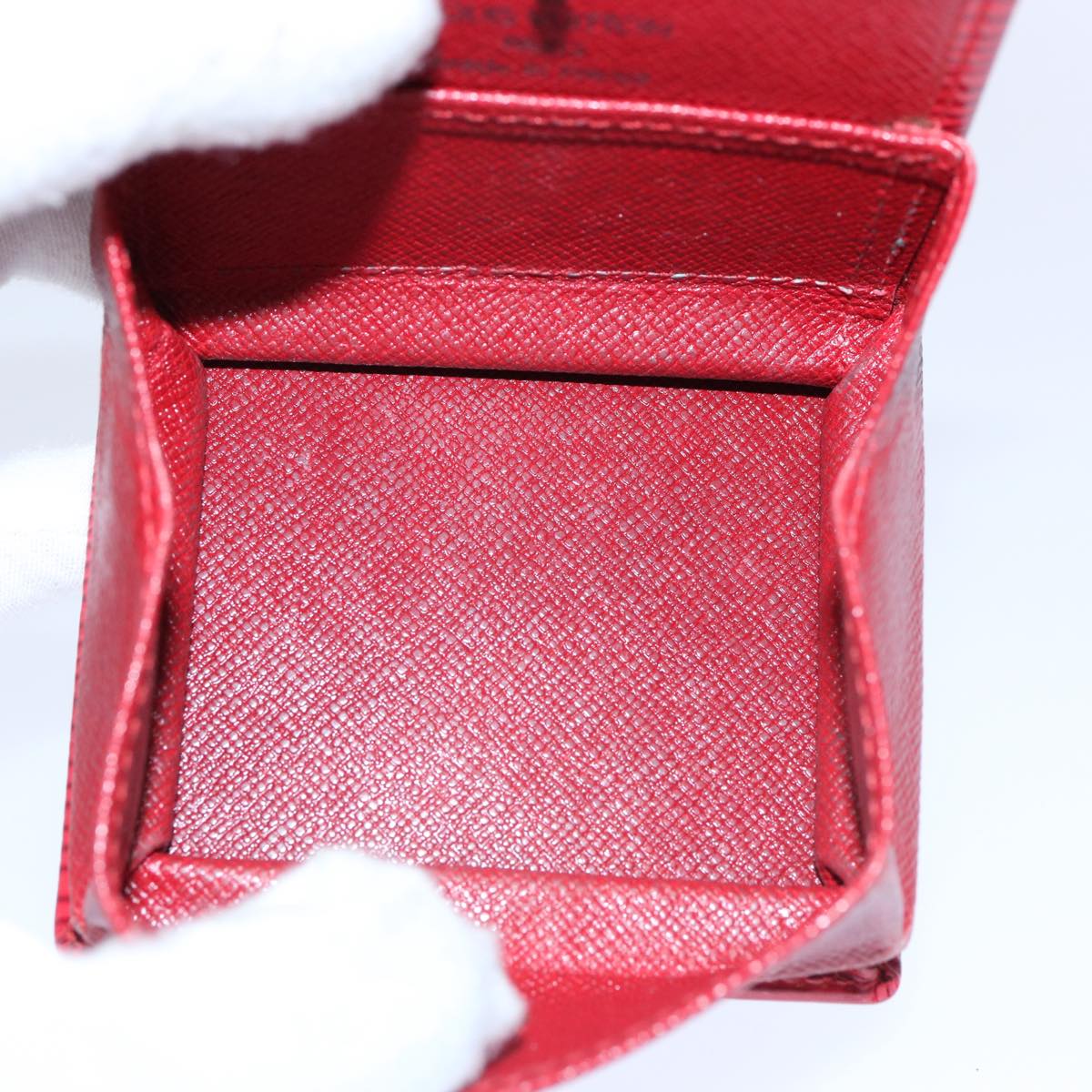 LOUIS VUITTON Epi Porte Monnaie Boite Coin Purse Red M63697 LV Auth 62562