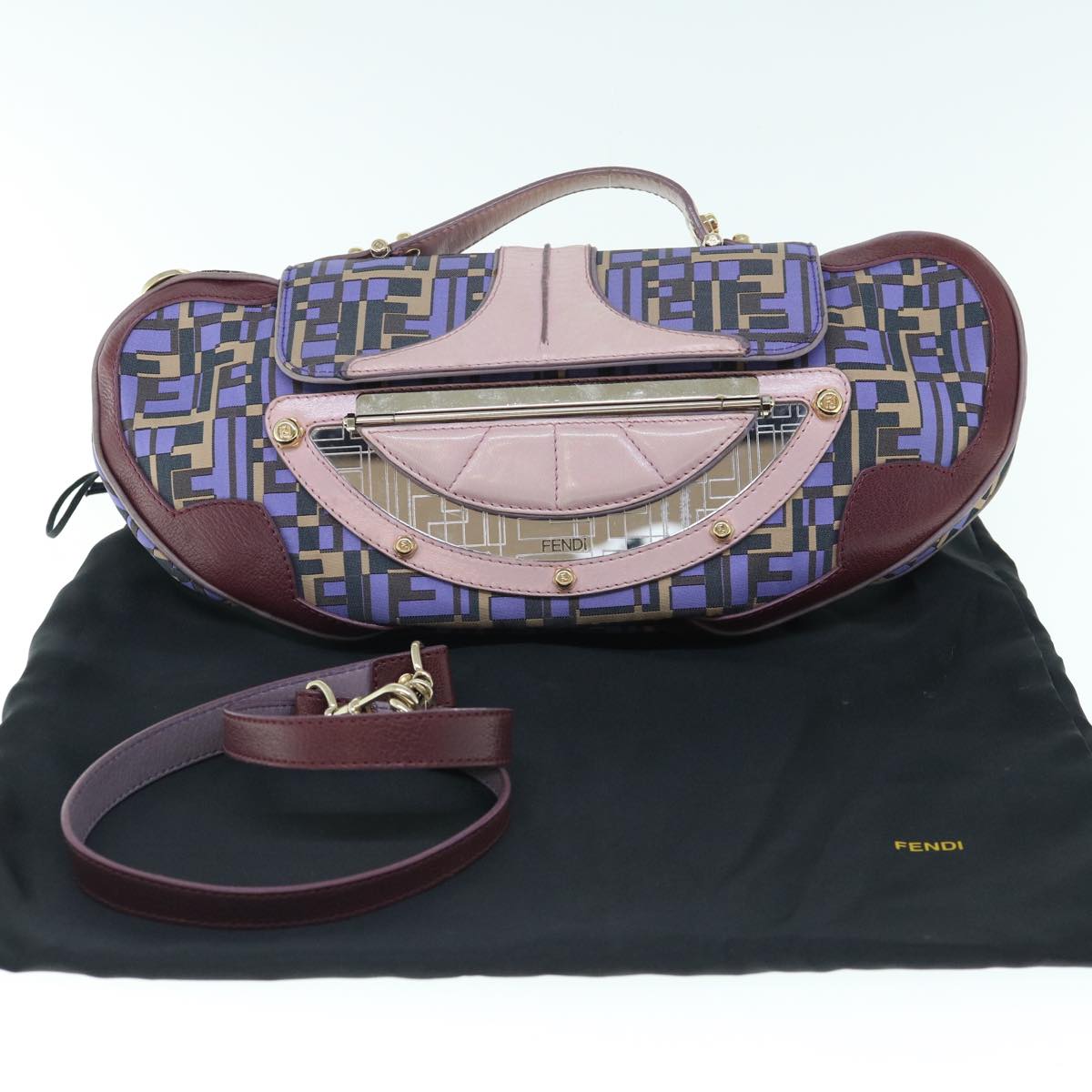 FENDI Zucca Canvas Hand Bag 2way Purple Pink Auth 62577