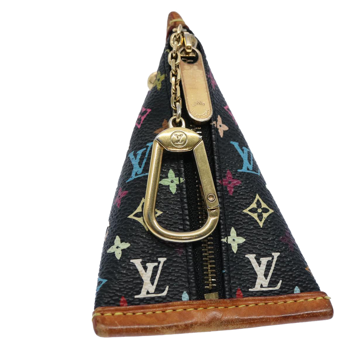 LOUIS VUITTON Monogram Multicolor Berlingo Coin Purse Black M58029 Auth 62648