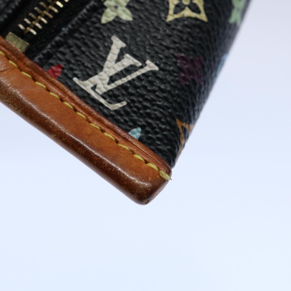 LOUIS VUITTON Monogram Multicolor Berlingo Coin Purse Black M58029 Auth 62648