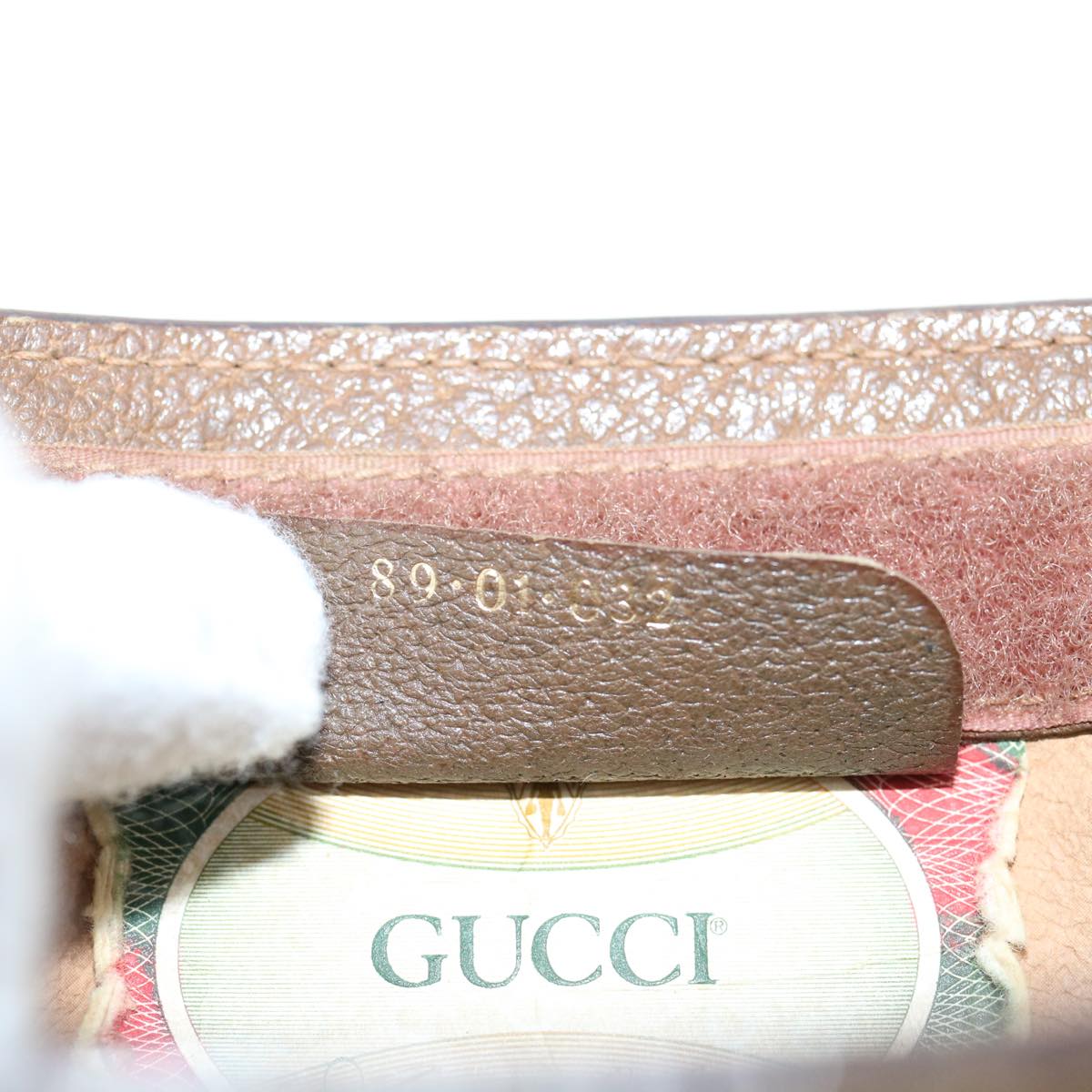 GUCCI GG Supreme Web Sherry Line Clutch Bag Beige Red Green 89 01 032 Auth 62654