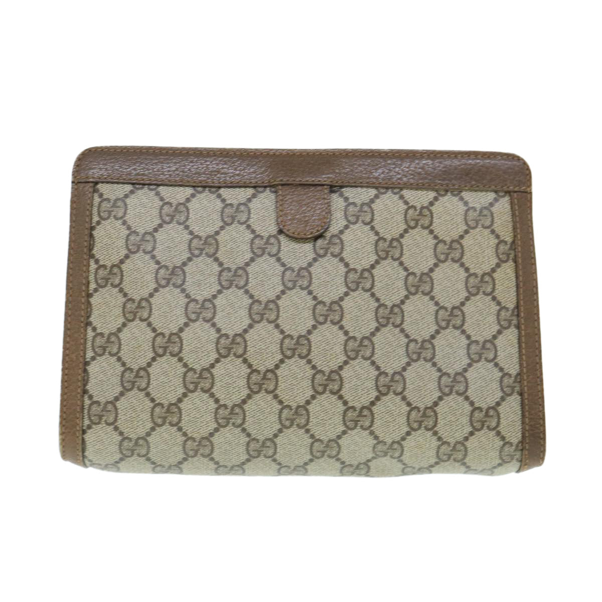 GUCCI GG Supreme Web Sherry Line Clutch Bag Beige Red Green 89 01 032 Auth 62654