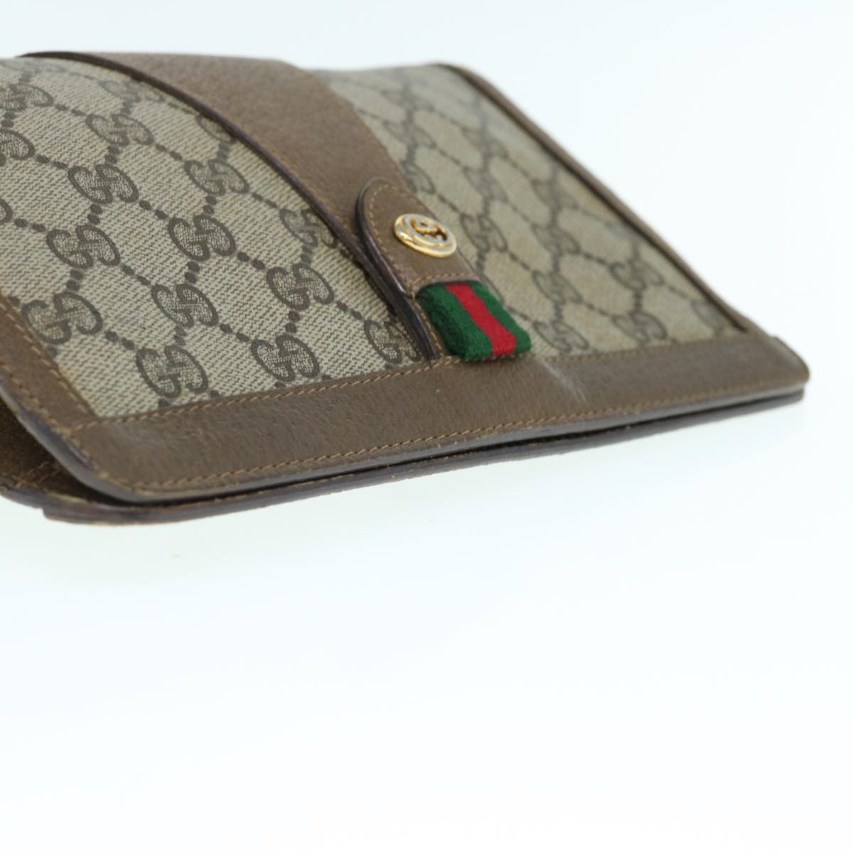 GUCCI GG Supreme Web Sherry Line Clutch Bag Beige Red Green 89 01 032 Auth 62654