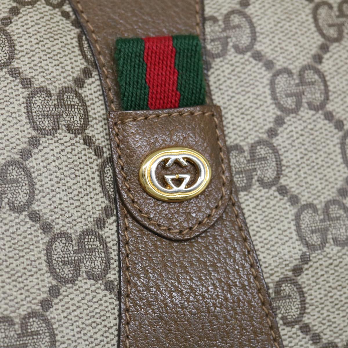 GUCCI GG Supreme Web Sherry Line Clutch Bag Beige Red Green 89 01 034 Auth 62669