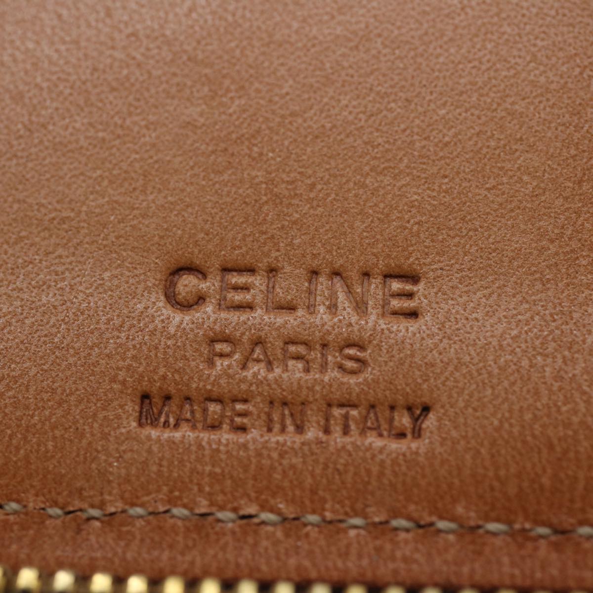 CELINE Macadam Canvas Travel Case PVC Leather Brown Auth 62670