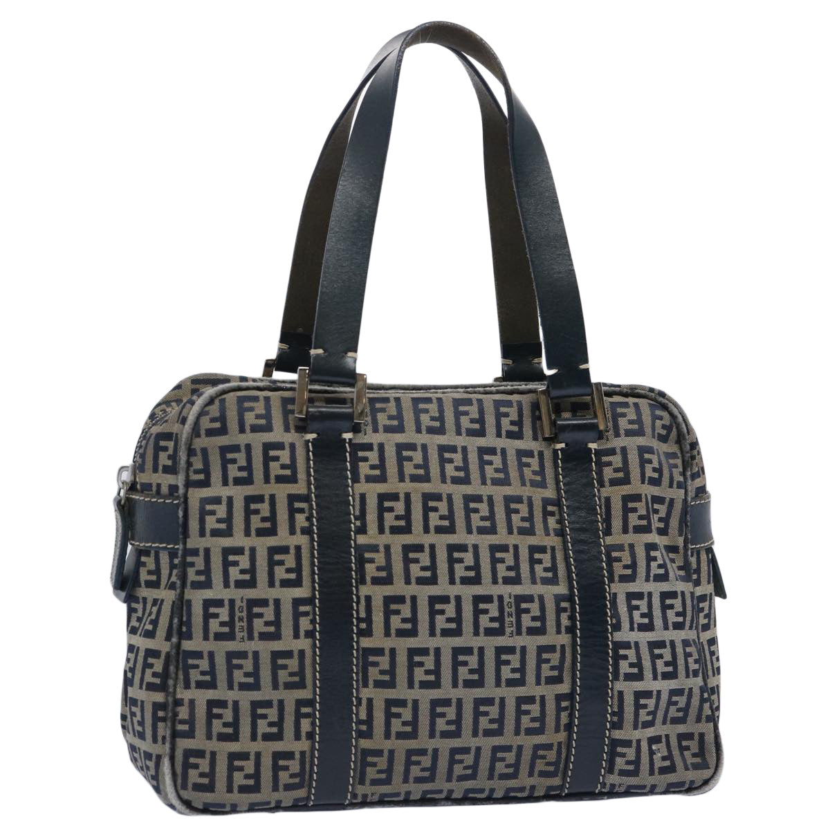 FENDI Zucchino Canvas Hand Bag Navy Auth 62679