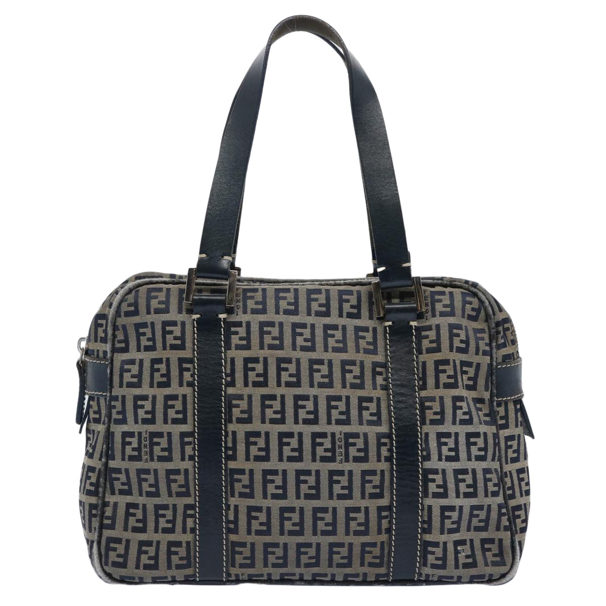 FENDI Zucchino Canvas Hand Bag Navy Auth 62679