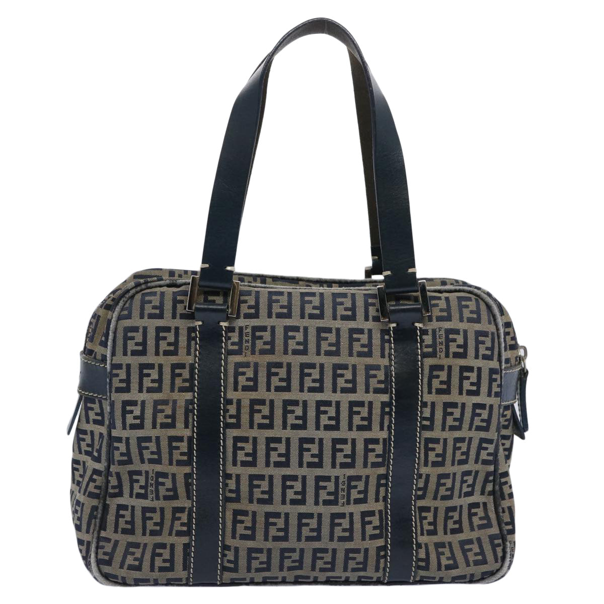 FENDI Zucchino Canvas Hand Bag Navy Auth 62679