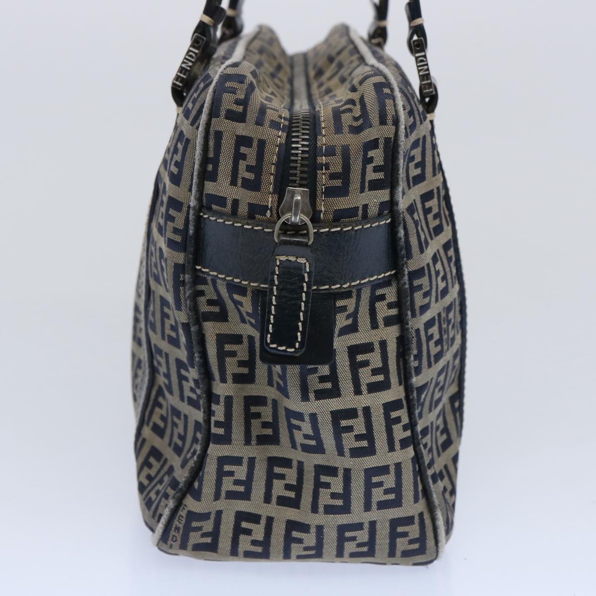 FENDI Zucchino Canvas Hand Bag Navy Auth 62679