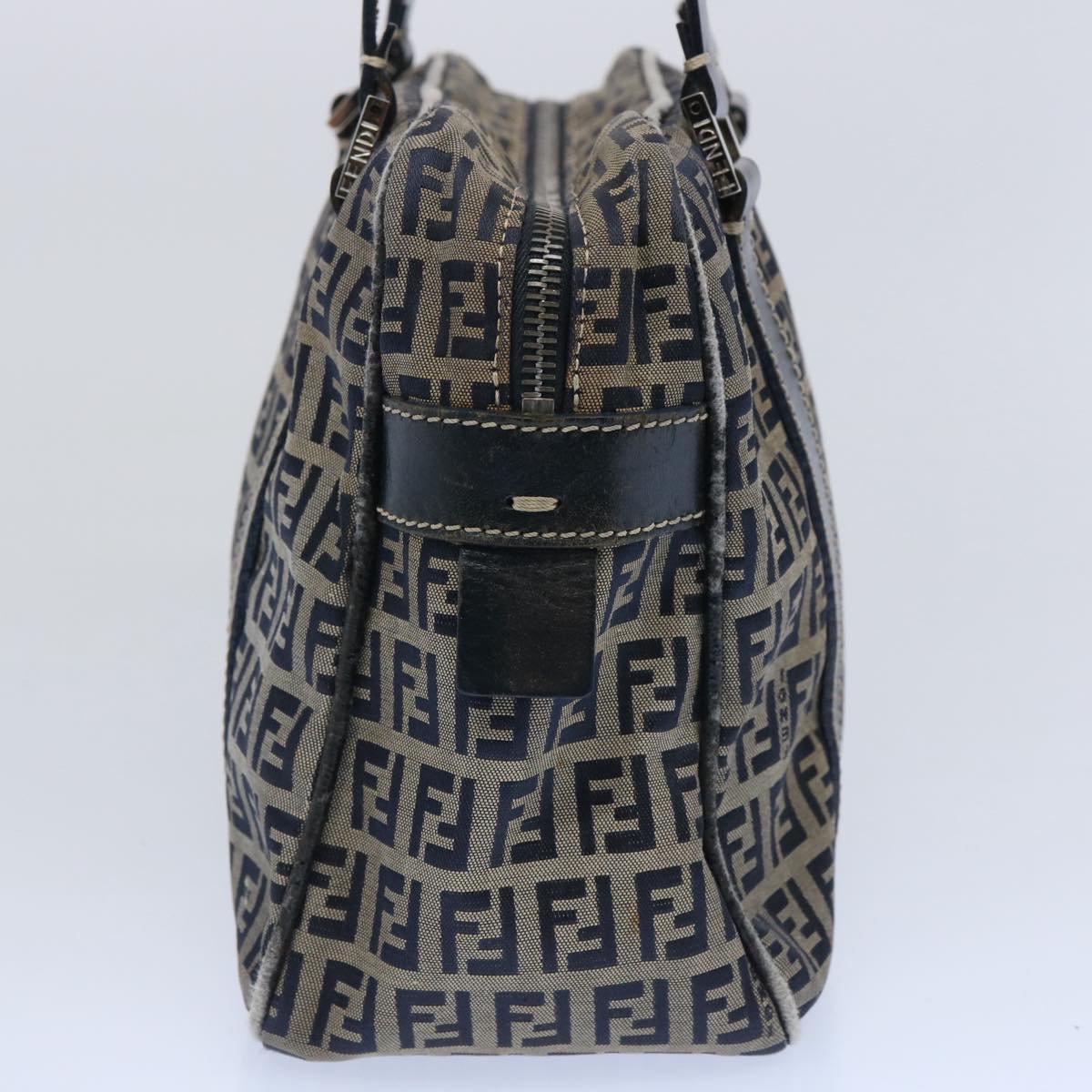 FENDI Zucchino Canvas Hand Bag Navy Auth 62679