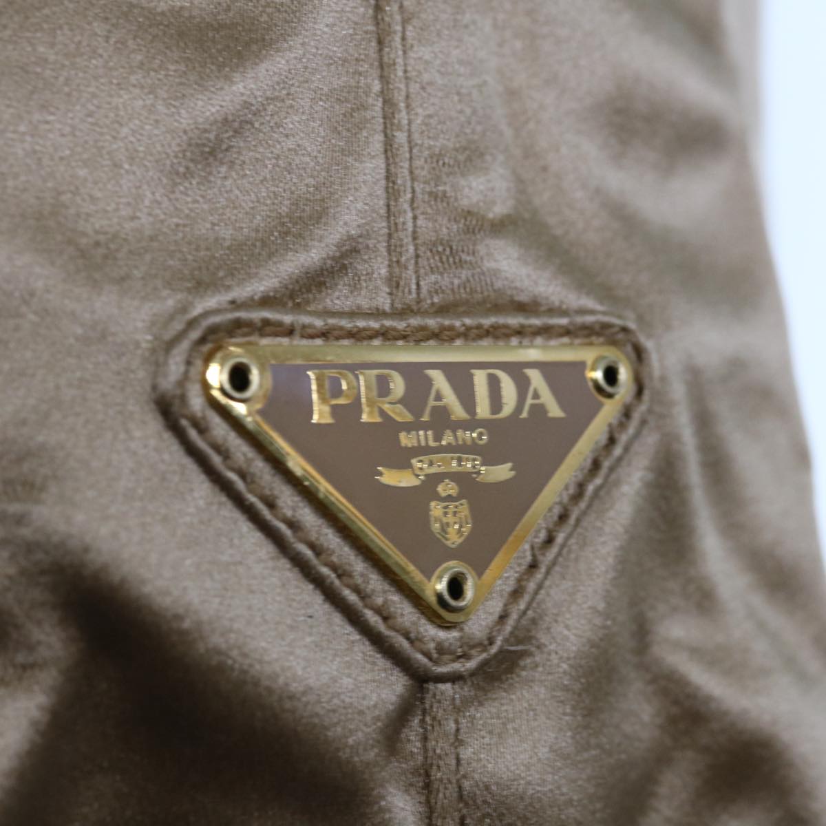 PRADA Chain Shoulder Bag Nylon Gold Auth 62746