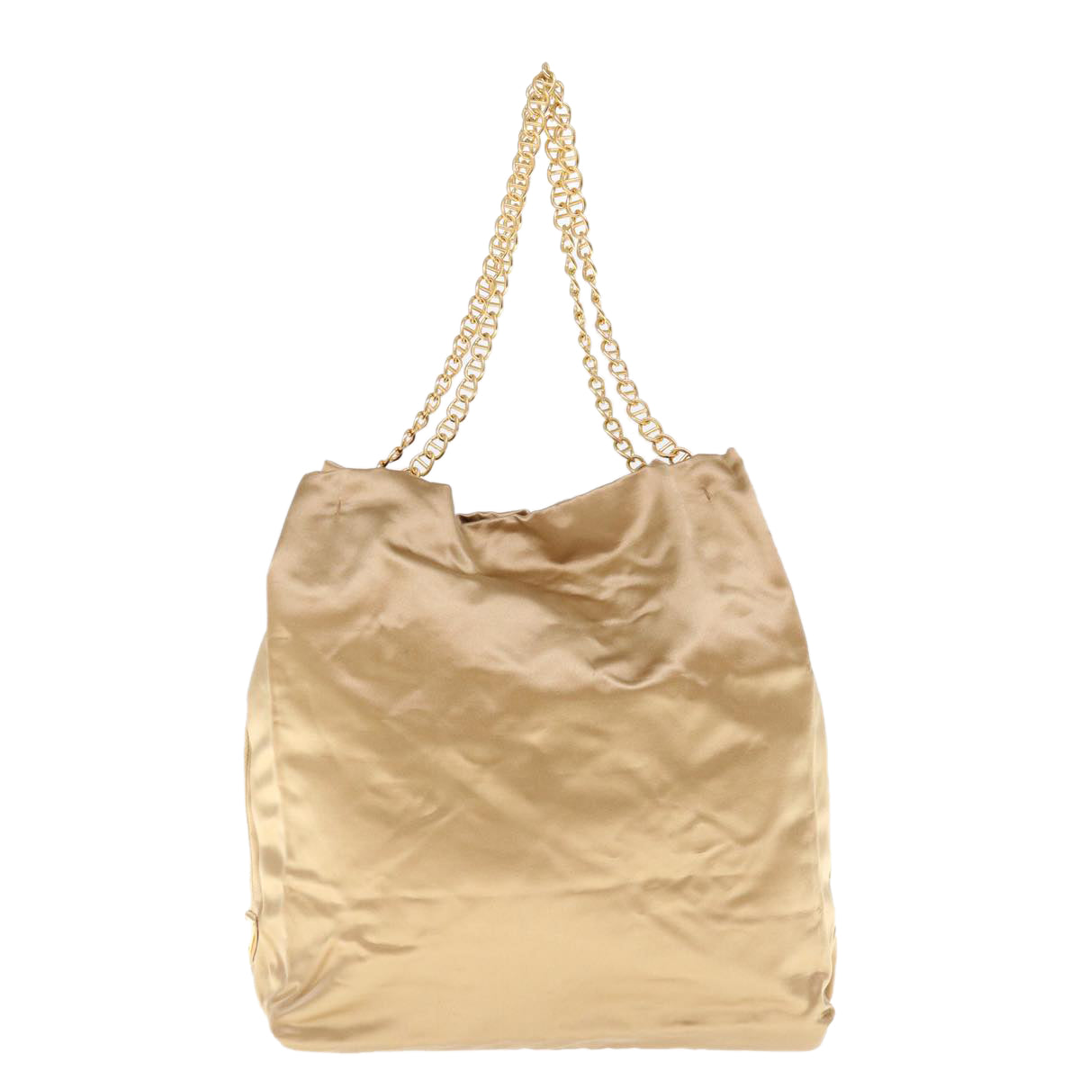 PRADA Chain Shoulder Bag Nylon Gold Auth 62746