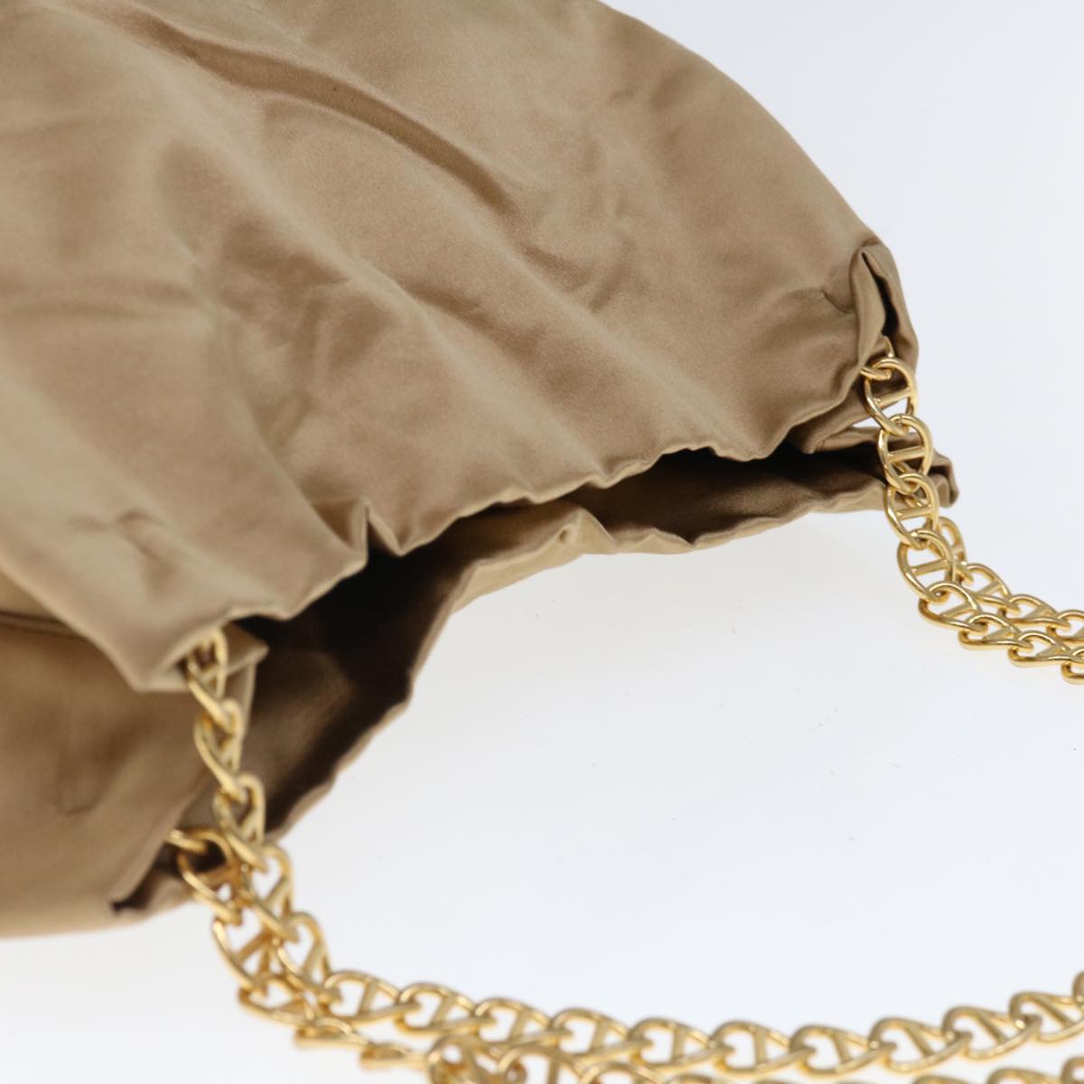 PRADA Chain Shoulder Bag Nylon Gold Auth 62746