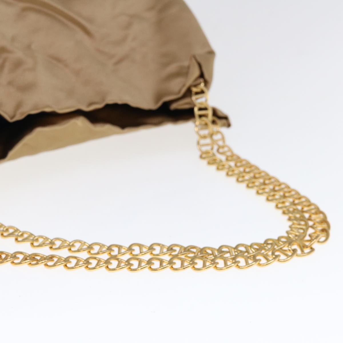 PRADA Chain Shoulder Bag Nylon Gold Auth 62746