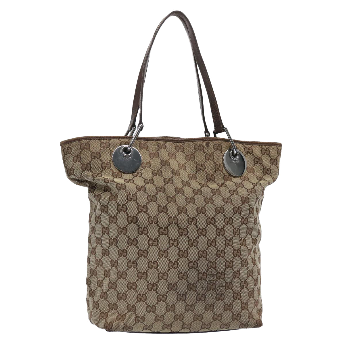 GUCCI GG Canvas Tote Bag Beige 120836 Auth 62750