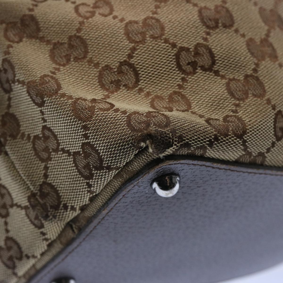 GUCCI GG Canvas Tote Bag Beige 120836 Auth 62750