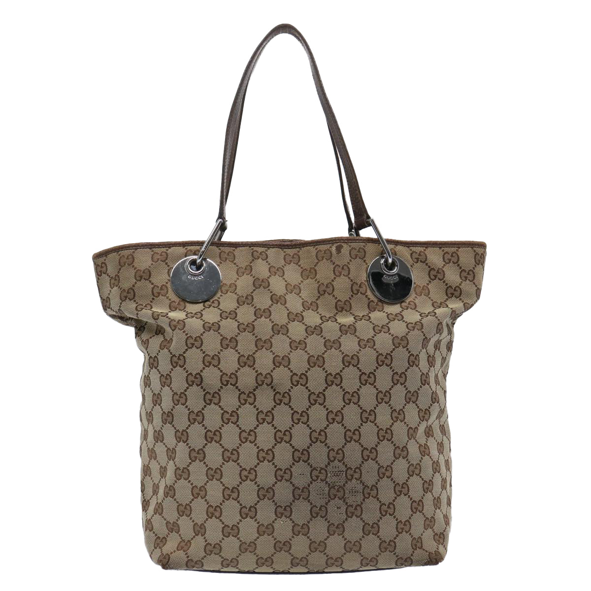 GUCCI GG Canvas Tote Bag Beige 120836 Auth 62750