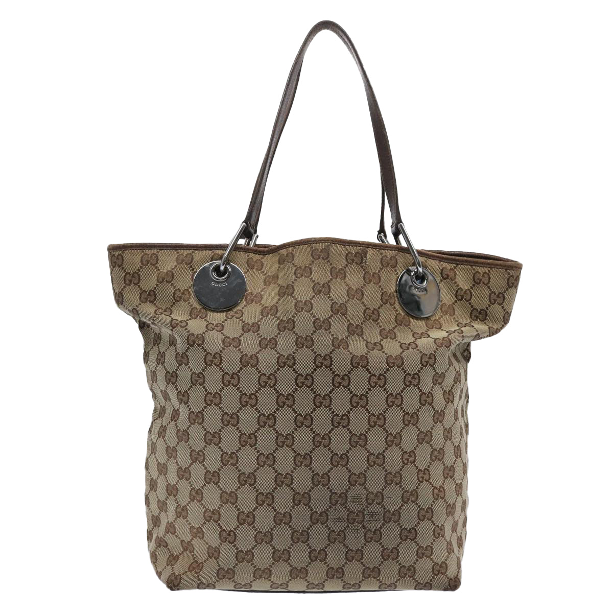 GUCCI GG Canvas Tote Bag Beige 120836 Auth 62750