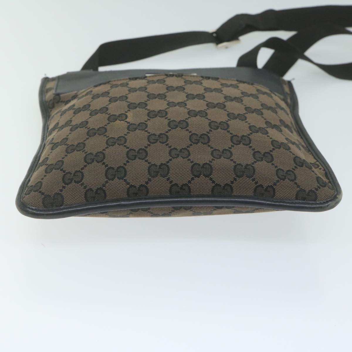 GUCCI GG Canvas Shoulder Bag Black Brown 019 034 200047 Auth 62756