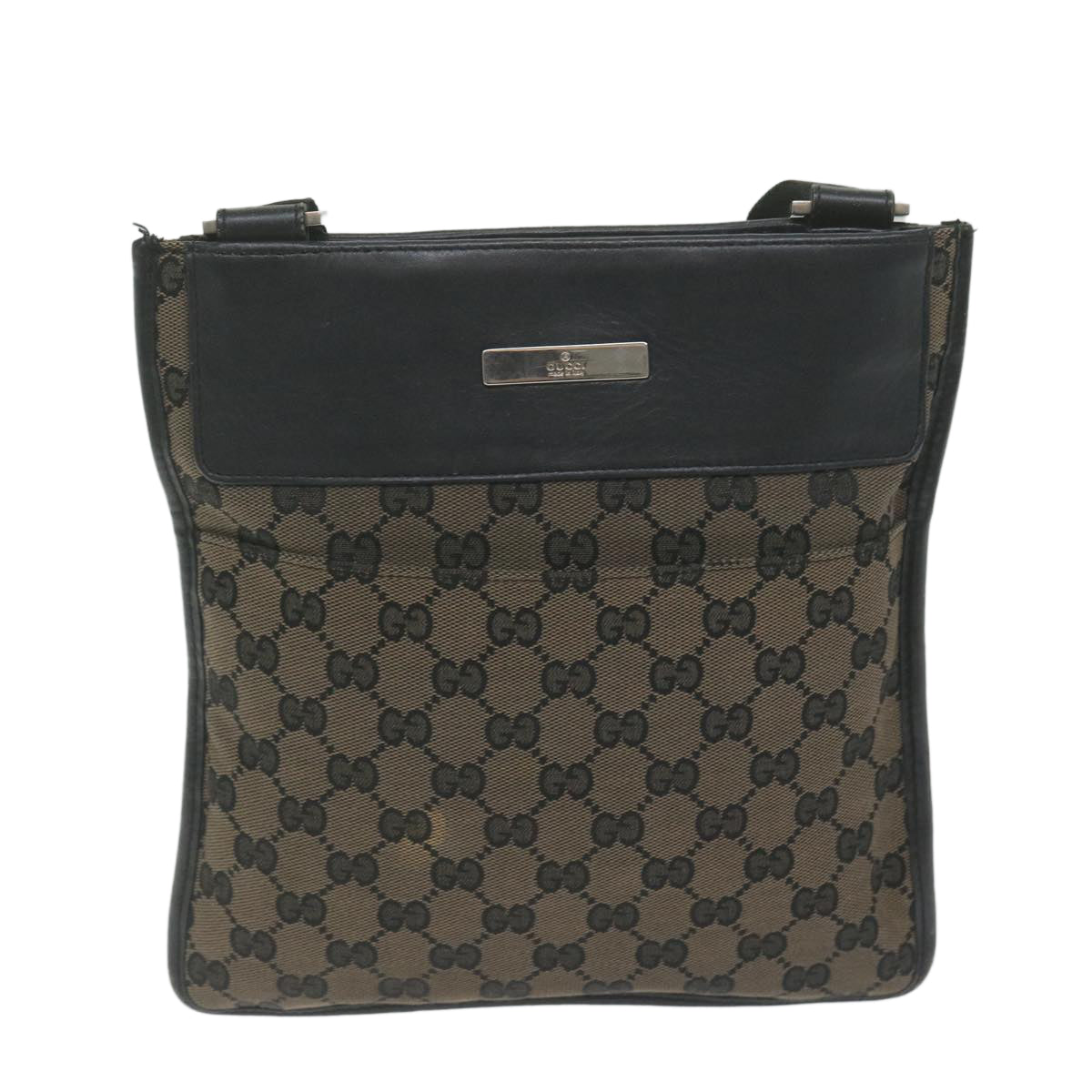 GUCCI GG Canvas Shoulder Bag Black Brown 019 034 200047 Auth 62756