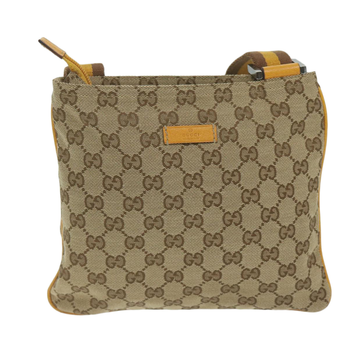 GUCCI GG Canvas Sherry Line Shoulder Bag Beige Yellow Brown 146809 Auth 62827