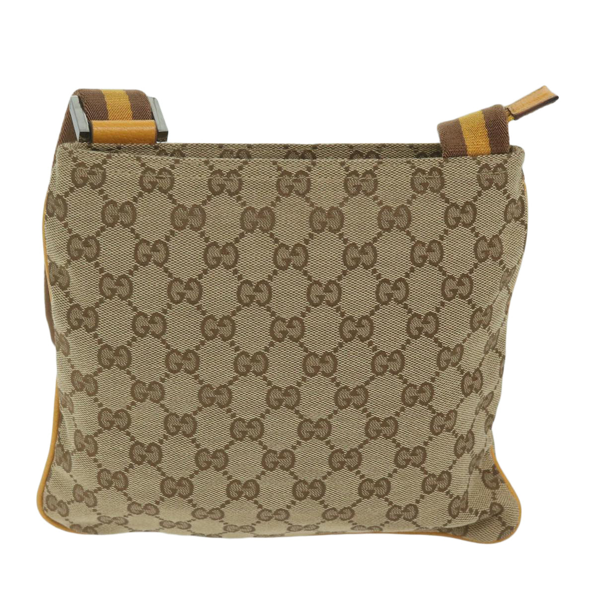 GUCCI GG Canvas Sherry Line Shoulder Bag Beige Yellow Brown 146809 Auth 62827