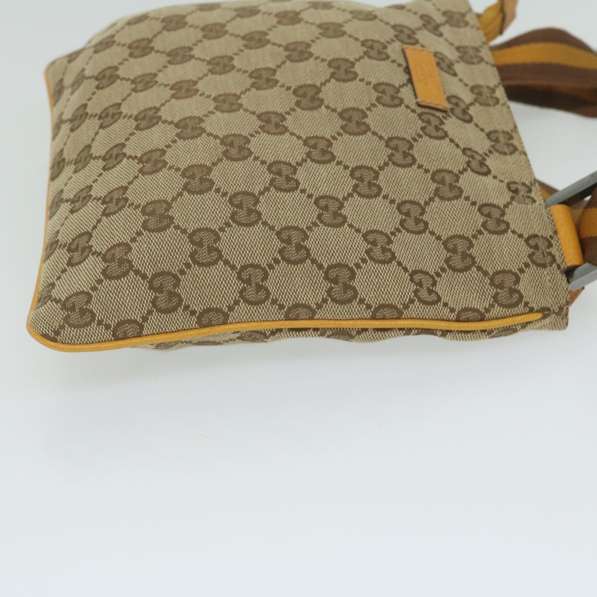 GUCCI GG Canvas Sherry Line Shoulder Bag Beige Yellow Brown 146809 Auth 62827