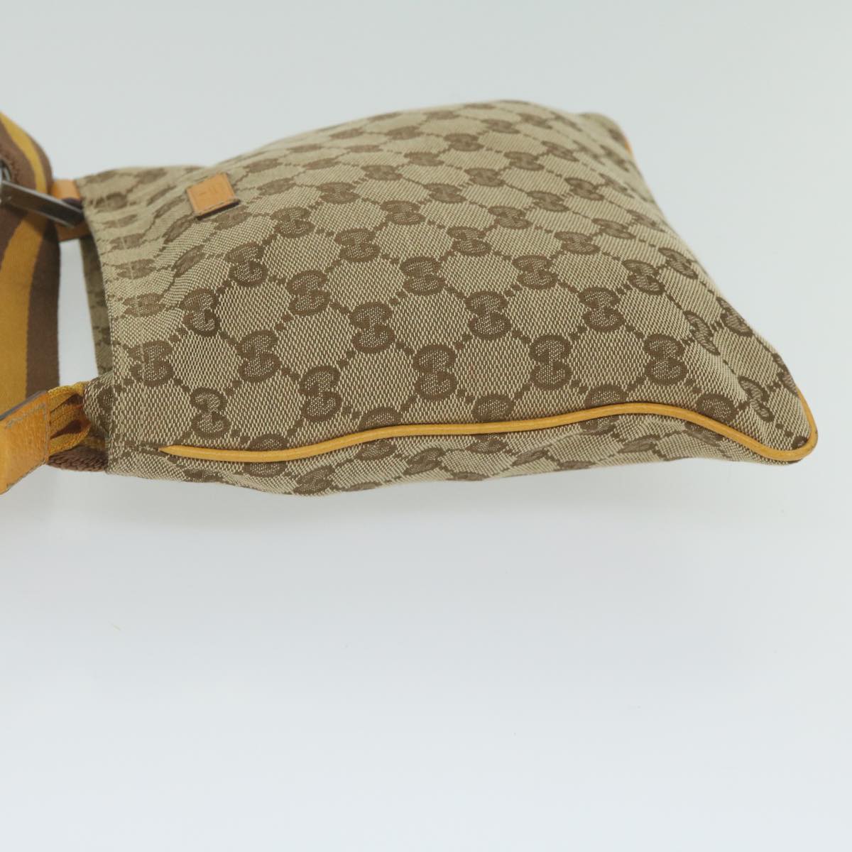 GUCCI GG Canvas Sherry Line Shoulder Bag Beige Yellow Brown 146809 Auth 62827