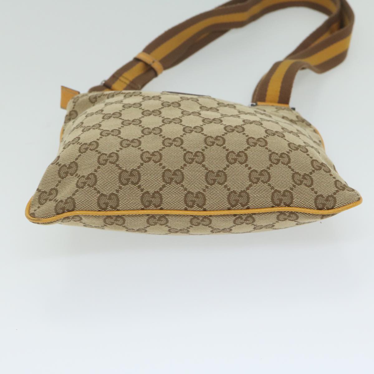 GUCCI GG Canvas Sherry Line Shoulder Bag Beige Yellow Brown 146809 Auth 62827