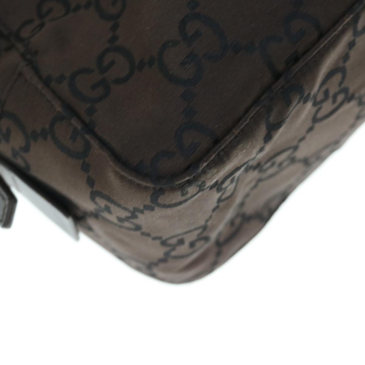 GUCCI GG Canvas Clutch Bag Dark Brown 112253 Auth 62829