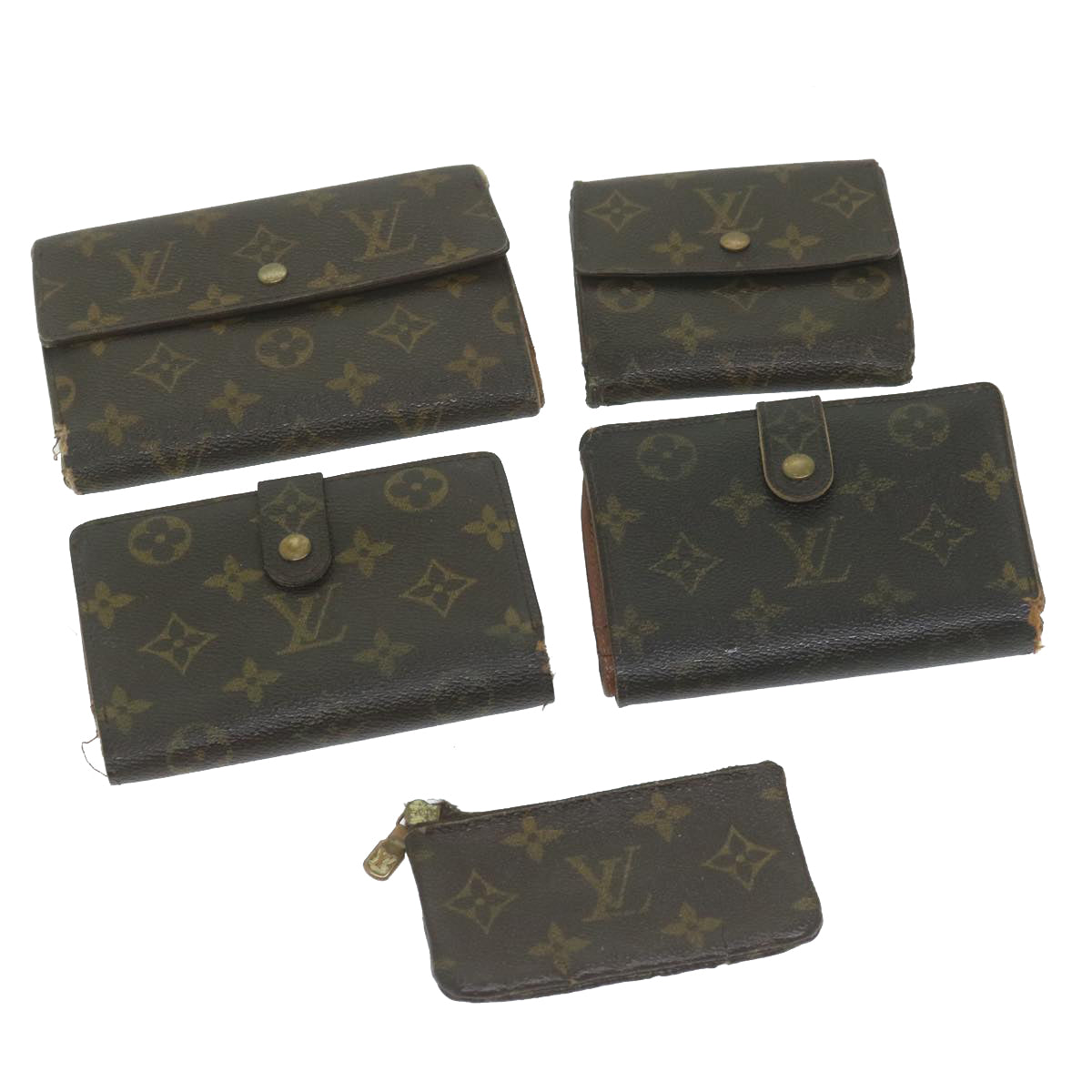 LOUIS VUITTON Monogram Coin Purse Wallet 5Set LV Auth 62864