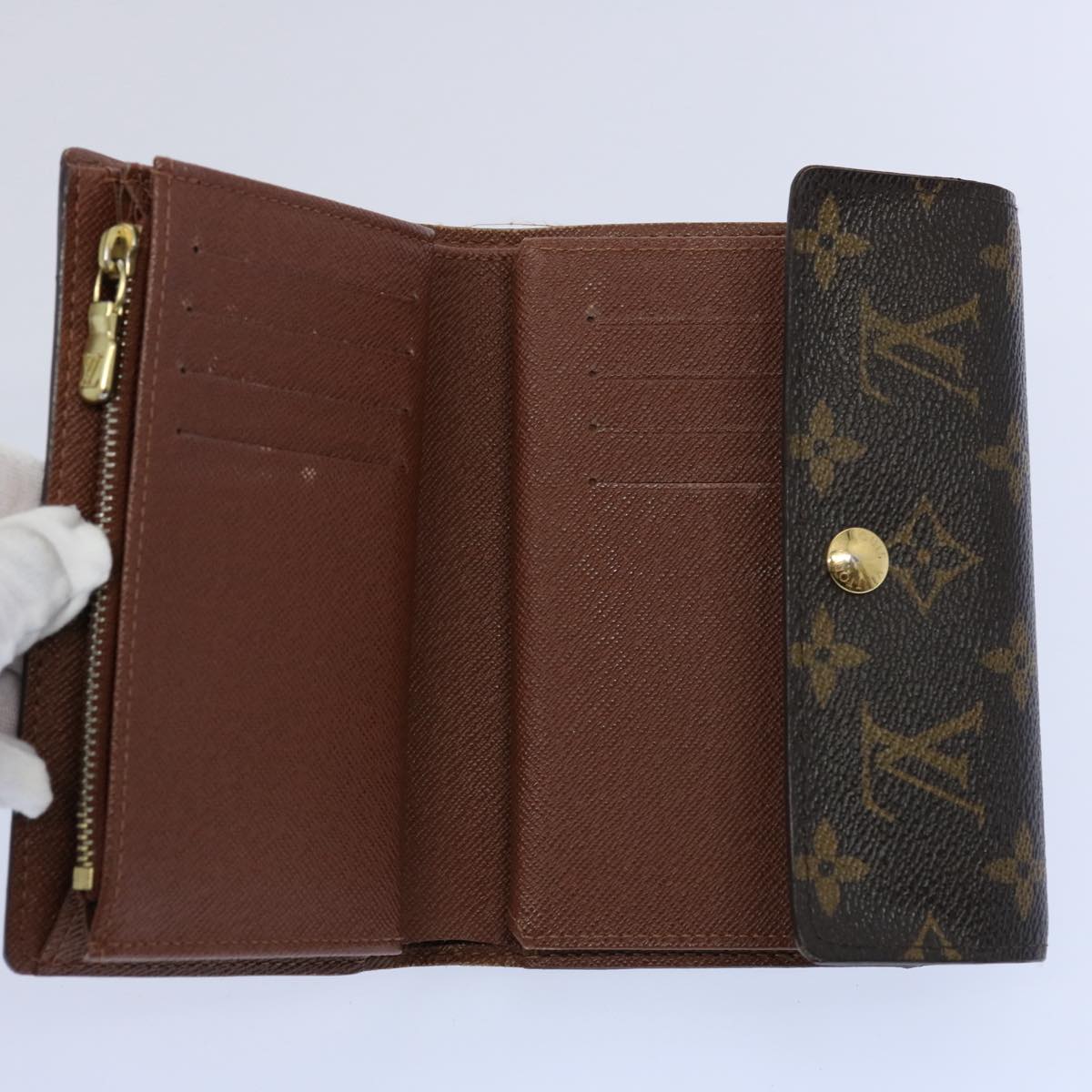 LOUIS VUITTON Monogram Porte Tresor Etui Chequier Wallet M61200 LV Auth 62882