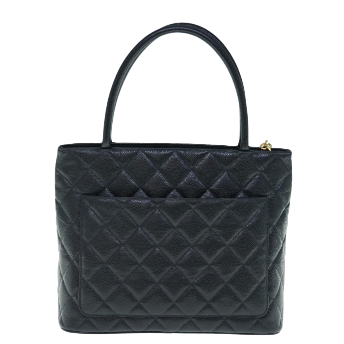 CHANEL Tote Bag Caviar Skin Standard Black CC Auth 62895S