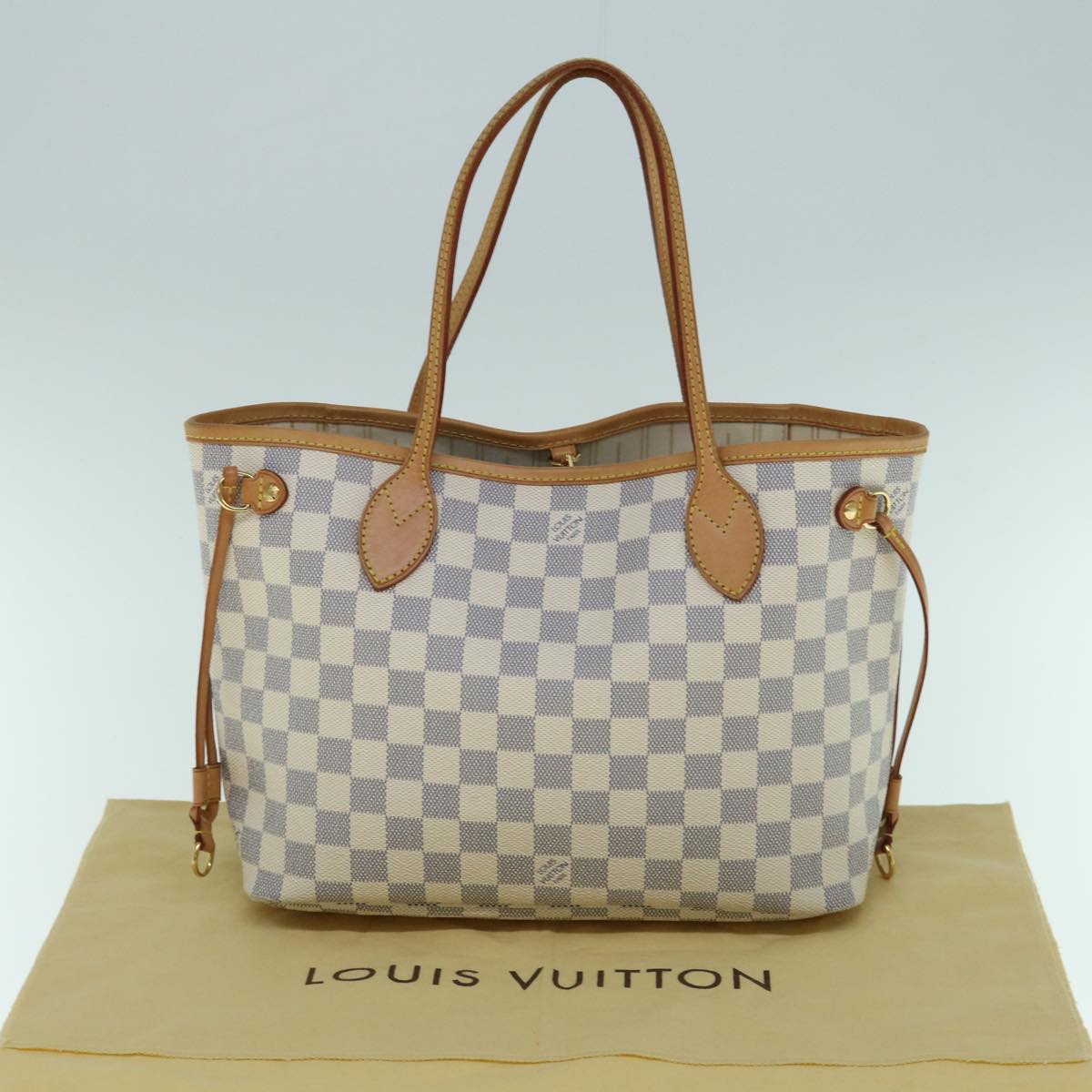 LOUIS VUITTON Damier Azur Neverfull PM Tote Bag N41362 LV Auth 62899A