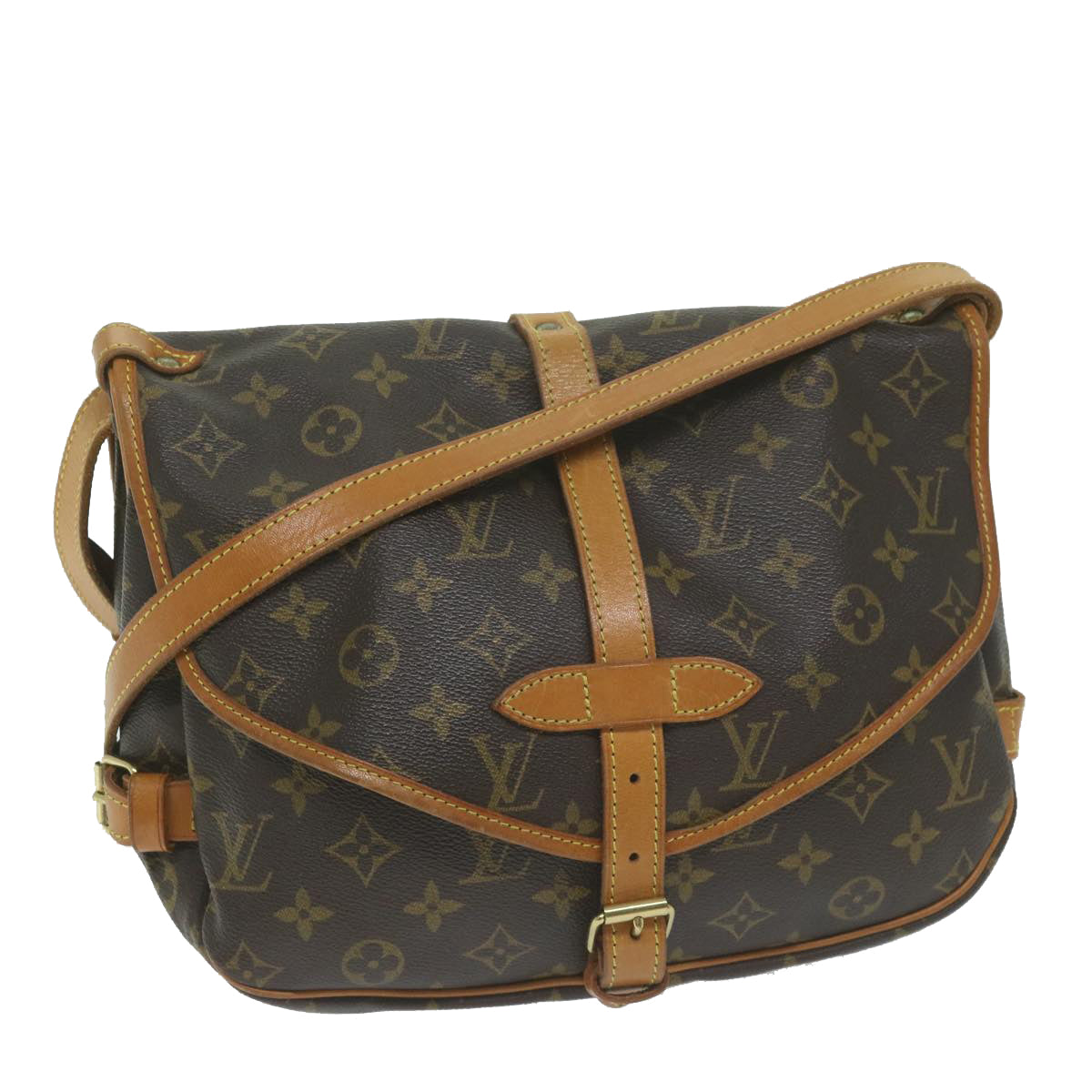 LOUIS VUITTON Monogram Saumur 30 Shoulder Bag M42256 LV Auth 62922