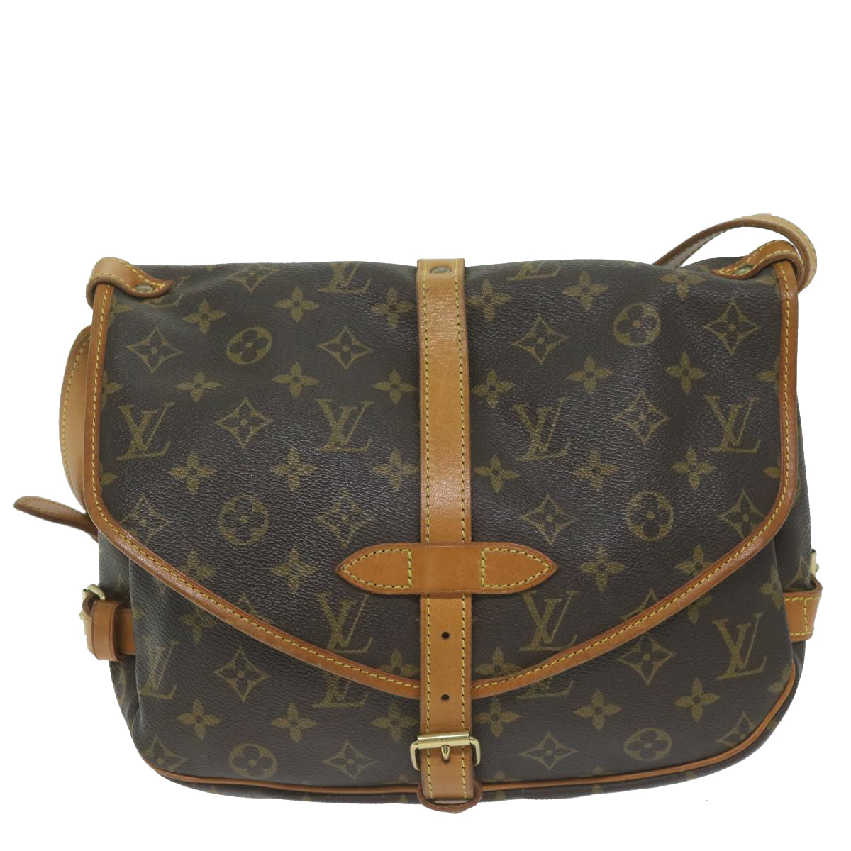 LOUIS VUITTON Monogram Saumur 30 Shoulder Bag M42256 LV Auth 62922