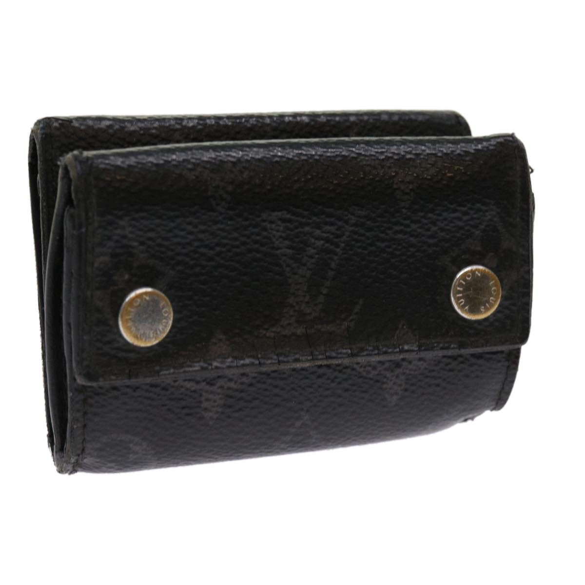 LOUIS VUITTON Monogram Eclipse Discovery Compact Wallet M67630 LV Auth 63020