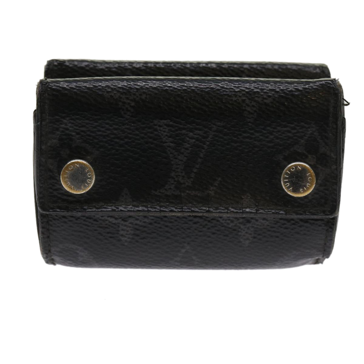 LOUIS VUITTON Monogram Eclipse Discovery Compact Wallet M67630 LV Auth 63020