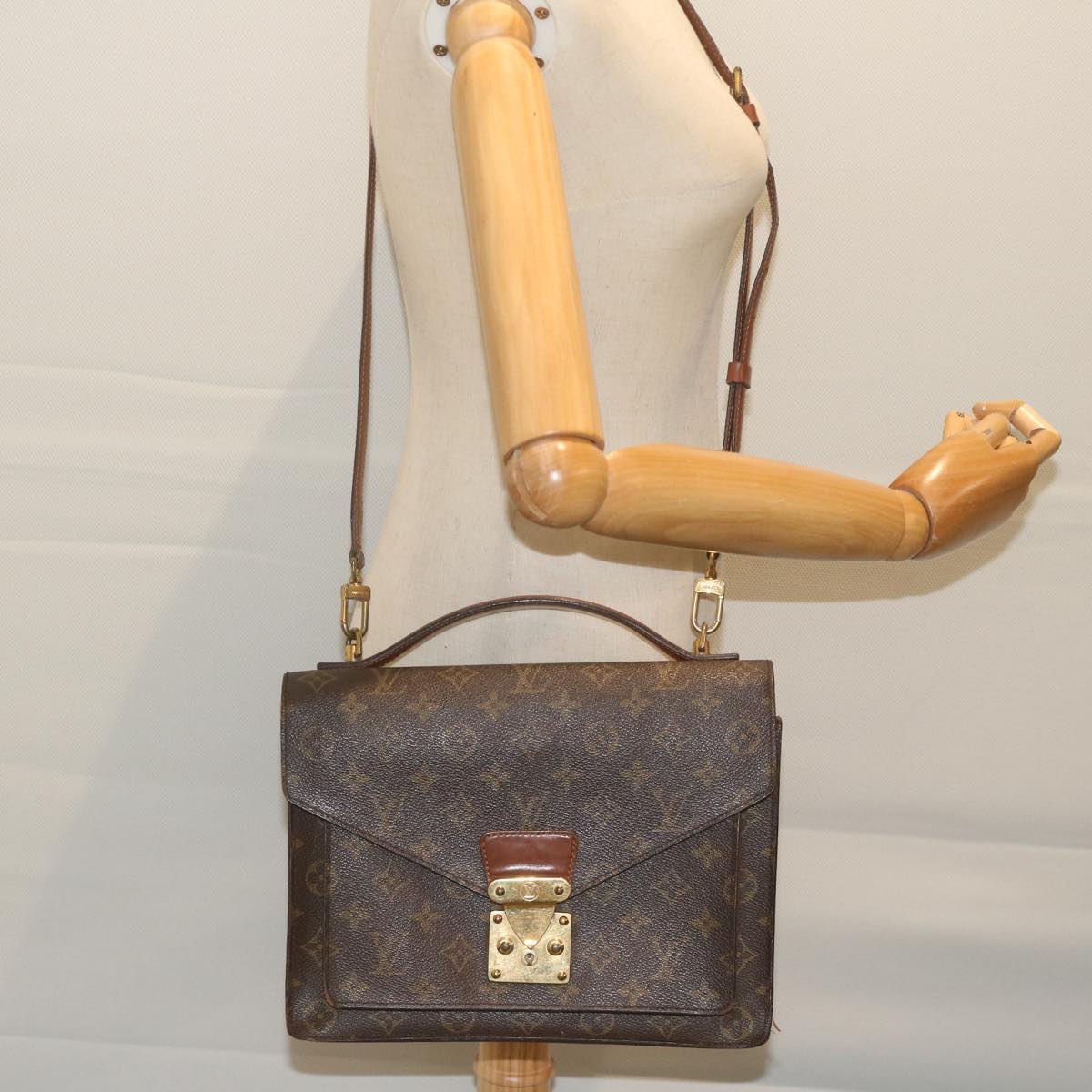 LOUIS VUITTON Monogram Monceau 28 Hand Bag 2way M51185 LV Auth 63078