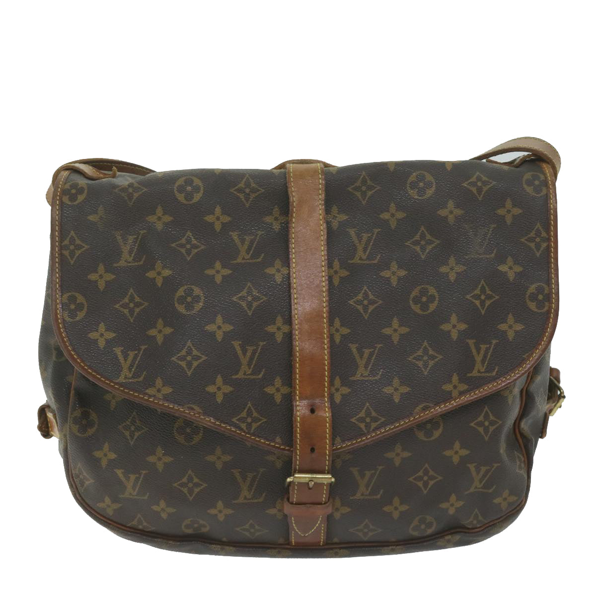 LOUIS VUITTON Monogram Saumur 35 Shoulder Bag M42254 LV Auth 63107