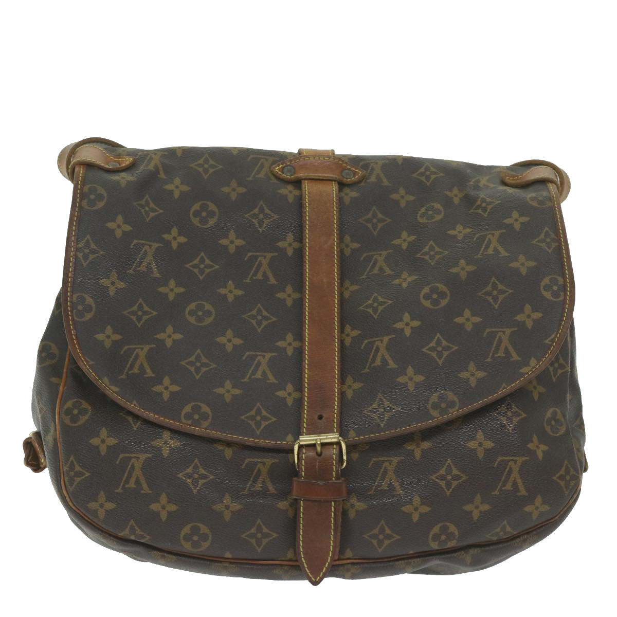 LOUIS VUITTON Monogram Saumur 35 Shoulder Bag M42254 LV Auth 63107