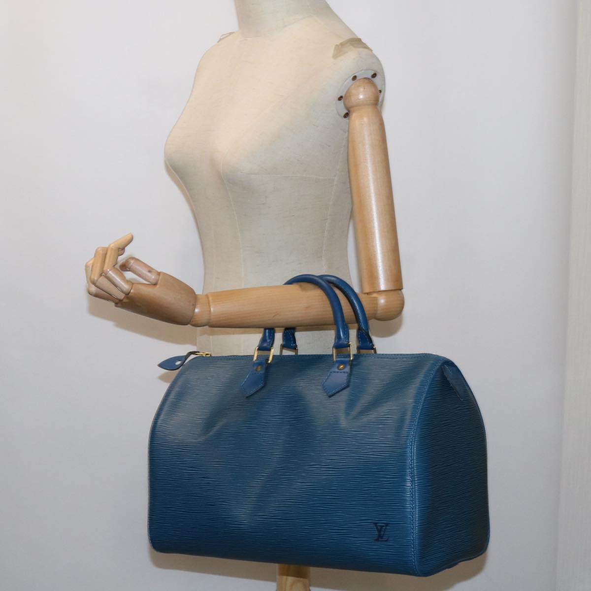 LOUIS VUITTON Epi Speedy 35 Hand Bag Toledo Blue M42995 LV Auth 63129