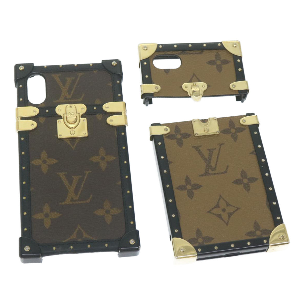 LOUIS VUITTON Monogram Monogram Reverse iPhoneX/Xs case 2Set LV Auth 63135