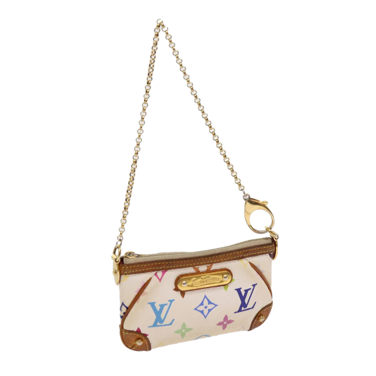 LOUIS VUITTON Multicolor Pochette Mira PM Hand Bag White M60096 LV Auth 63144