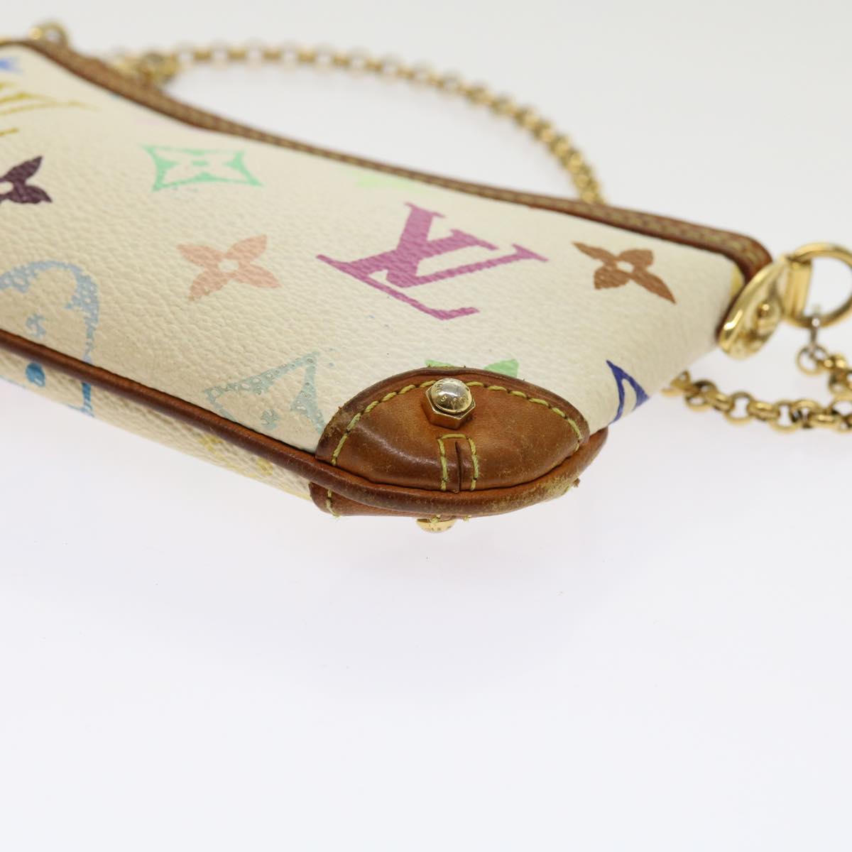 LOUIS VUITTON Multicolor Pochette Mira PM Hand Bag White M60096 LV Auth 63144