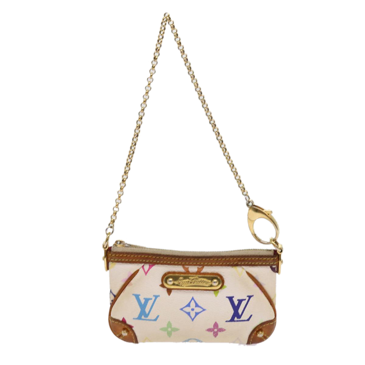 LOUIS VUITTON Multicolor Pochette Mira PM Hand Bag White M60096 LV Auth 63144